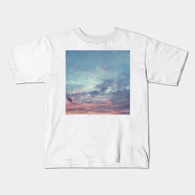 Pink and Blue Summer Sunset Kids T-Shirt by AlexandraStr